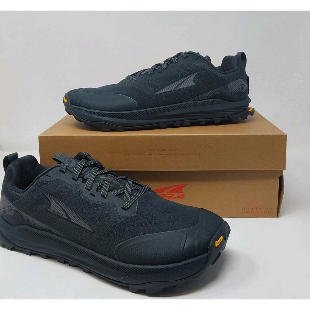 Altra Lone Peak 9+ Wide Men’s 9.5 Black Trail Running Shoes Vibram Grip...